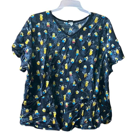 Disney Scrub Top 2X Villains Nightmare Before Christmas Minions Pockets Uniform - Picture 6 of 16